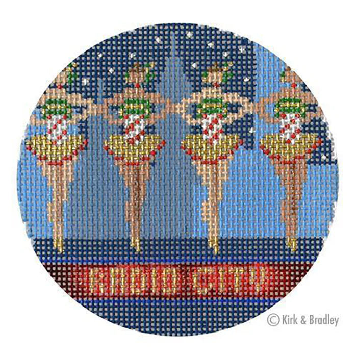 New york city rockettes round ornament bradley needlepoint