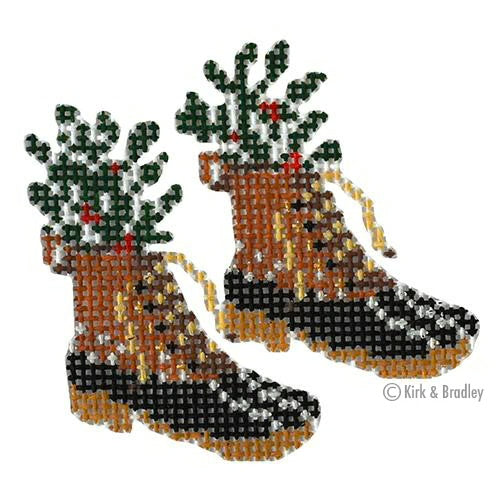 Christmas ski boots bradley needlepoint