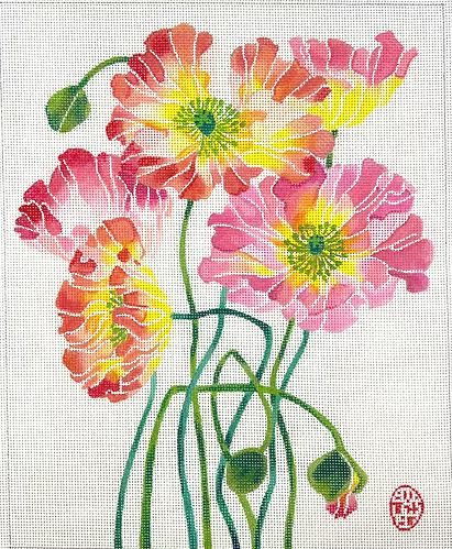 Gabby Malpas – Poppies #2 – pinks, reds, corals, oranges, yellows & greens GM-PL-02