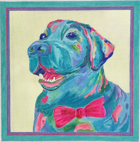 Megan Carn – Blue Lab with Hot Pink Bowtie MC-PL-11