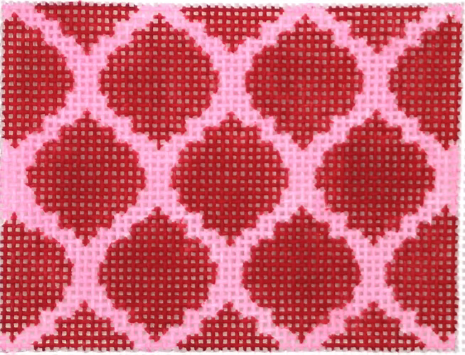 Planet Earth Credit Card Case Insert – Quatrefoils – red on pink w/ turquoise letter