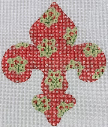 Mini Fleur-de-Lys – Provençal Floral Posies – soft green on red (September)