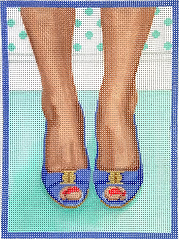 Here’s Looking At Shoe – Ferragamo Peep-Toe Heels – periwinkle & gold w/ turquoise NEW!! PL-466