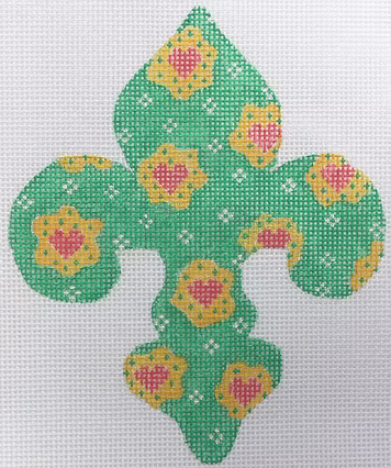Mini Fleur-de-Lys – Provençal Heart Flowers – green, yellow & coral (July)