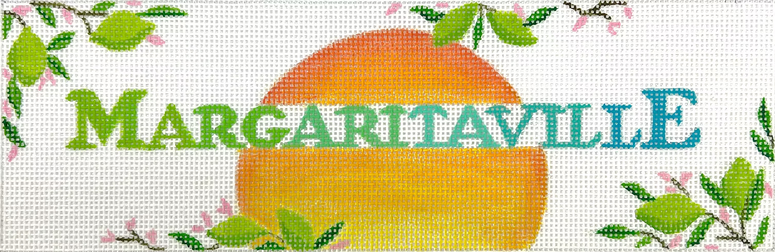 “MARGARITAVILLE” w/ Lime Branches & Rising Sun” – overlapping letters in rainbow colors SS-246
