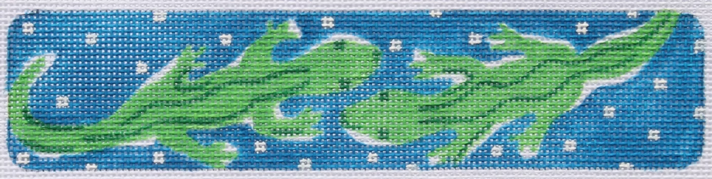 Cuff – Lilly-inspired Alligators & Polka Dots – navy blue & greens
