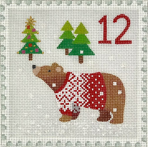Klara Hawkins – Advent Stamp #12 – Bear in Sweater KH-PL-12