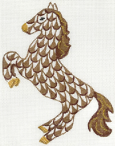 Fishnet Mini – Leaping Horse – browns & golds