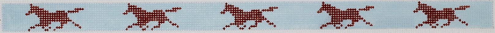 Sunglass Strap – Running Horses – brown on light blue