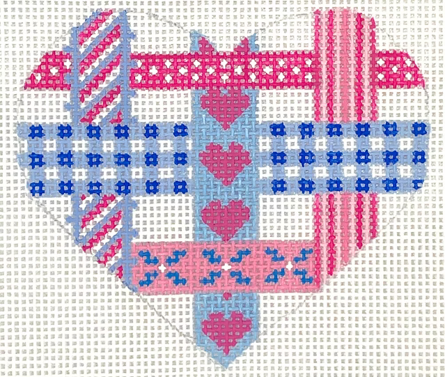 Woven Ribbons Pinks & Blues Heart