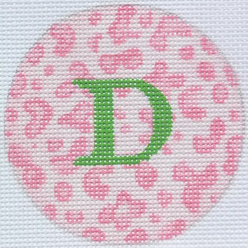 Bright Disk Letter – Light Pink Leopard, Grass Green Letter