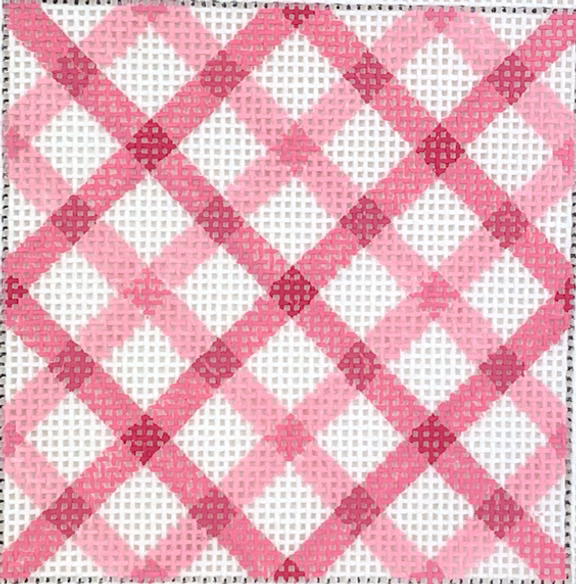 Planet Earth 3” Square Insert – Double Criss Cross Gingham – pinks with turquoise letter