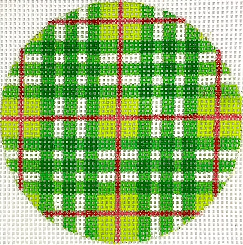 Bright Disk Letter – Christmas Plaid – Green & Lime Plaid w/ Red Lines
