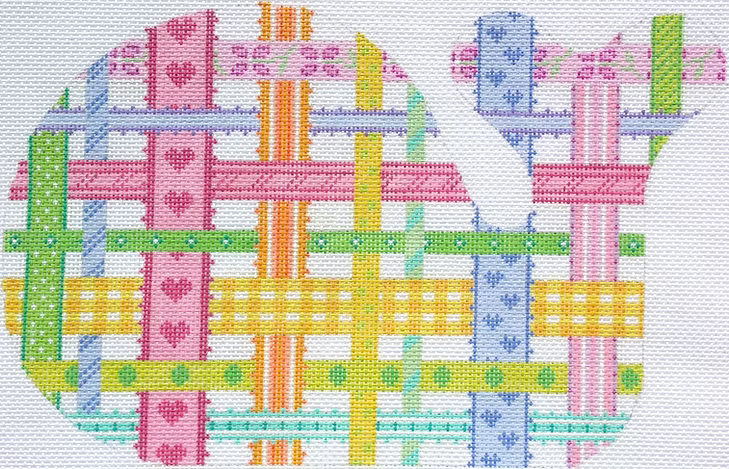 Med. Whale – Woven Ribbons – multi brights on white SST-15
