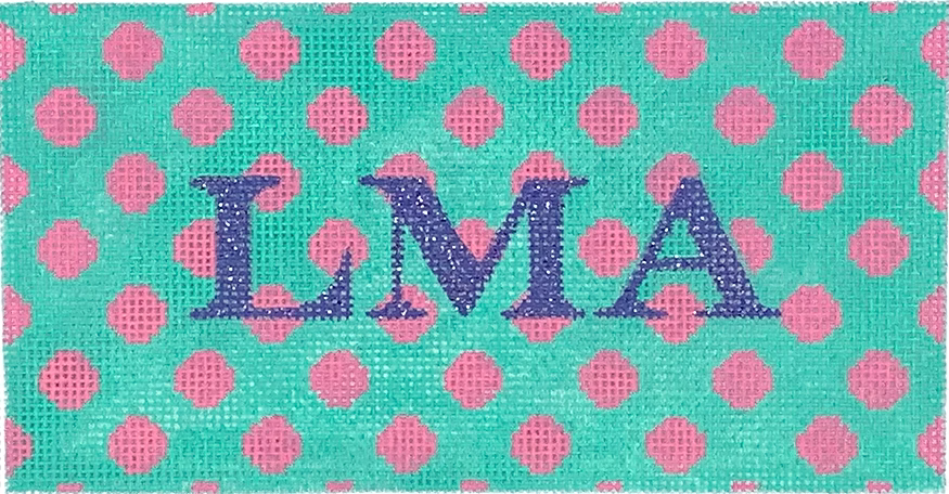 Planet Earth Clutch Insert – Polka Dots – hot pink on turquoise w/ periwinkle letters