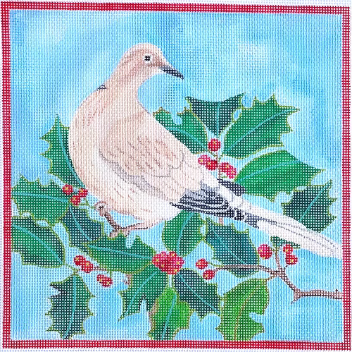 Gabby Malpas – Dove in Holly Branch w/ Red Border GM-PL-03