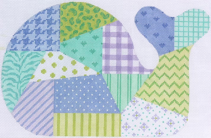Med. Whale – Patchwork – periwinkle, lavender & greens SST-17