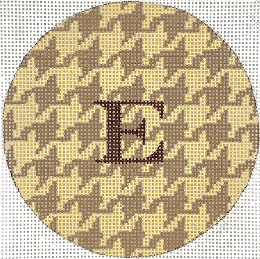 Planet Earth & Lee 4” Round – Houndstooth – tans w/ brown letter (specify monogram or blank)