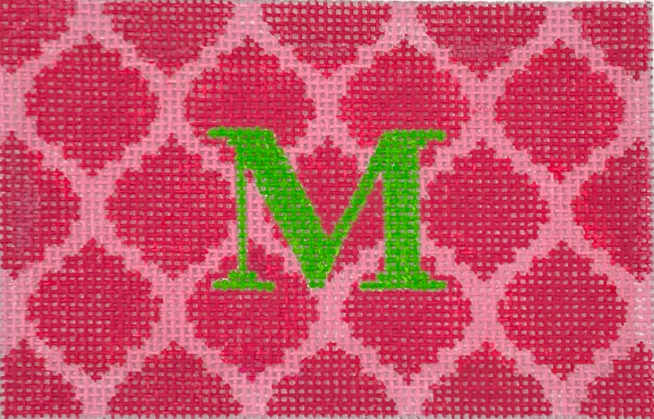 Planet Earth Passport Cover Insert – Quatrefoils – watermelon on pink w/ green letter (specify letter or blank)