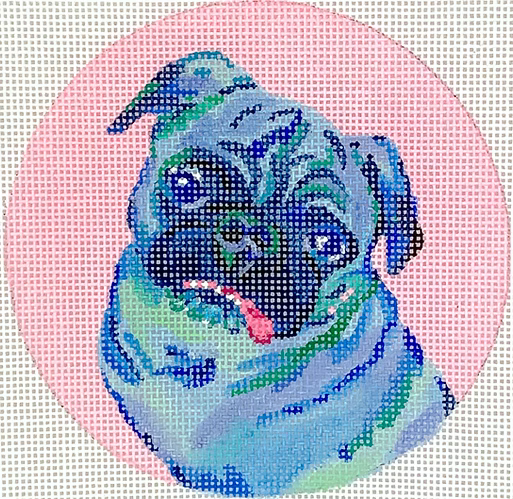Megan Carn Ornament/Mini – Pug – on pink MC-OM-04