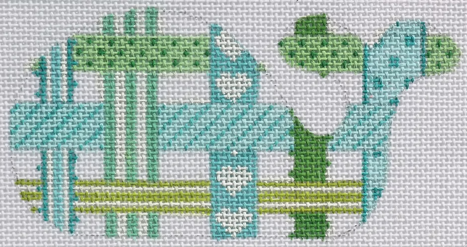 Mini Whale – Woven Ribbons – soft turquoise, lime & greens (April)