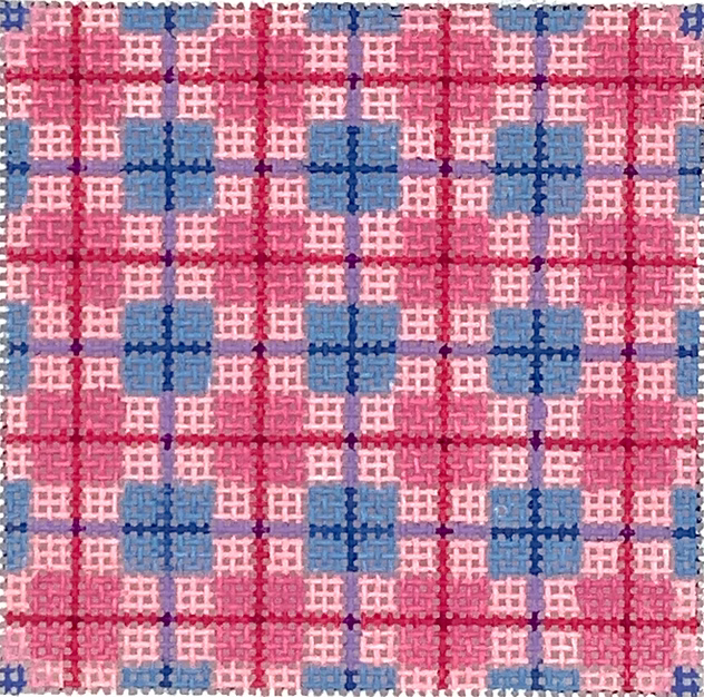 Planet Earth 3” Square Insert – Madras Plaid – pinks & periwinkles