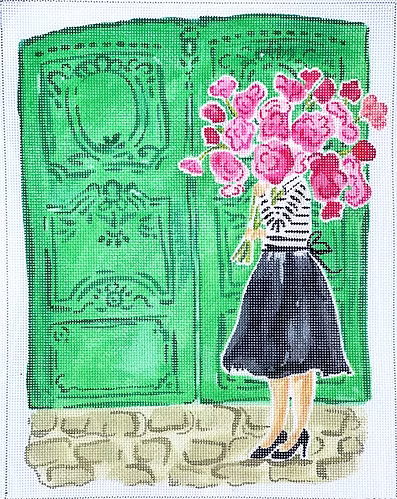 Lindsay Brackeen – Mademoiselle w/ Pink Flowers & Green Doors LB-PL-07