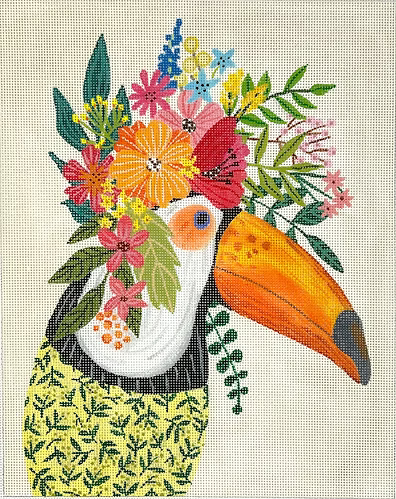 Mia Charro – Toucan in Floral Top – on softest taupe MIAC-PL-15