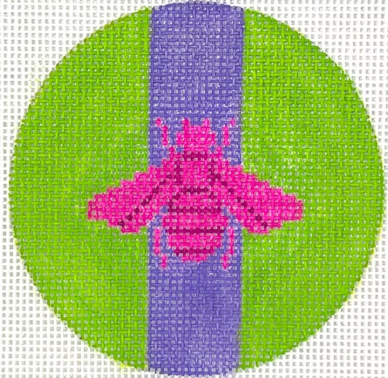 Planet Earth & Lee 3” Round – Gucci Bee in Mod Colors – magenta w/ purple stripe on deep lime
