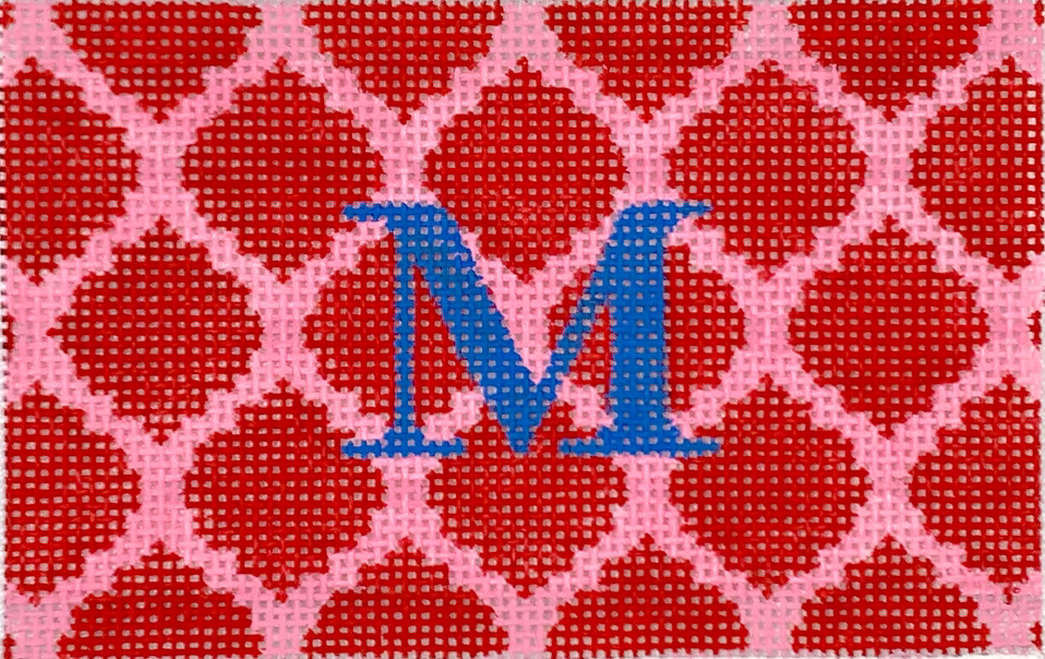 Planet Earth Passport Cover Insert – Quatrefoils – red on pink w/ blue letter (specify letter or blank)