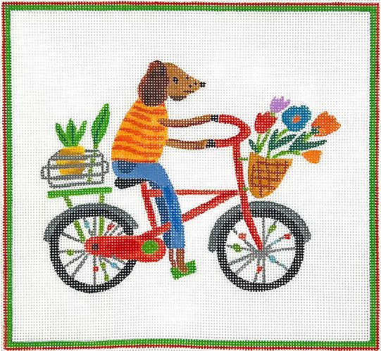 Carolyn Gavin – Dog on Bicycle w/ Flowers & Pineapple CG-PL-12
