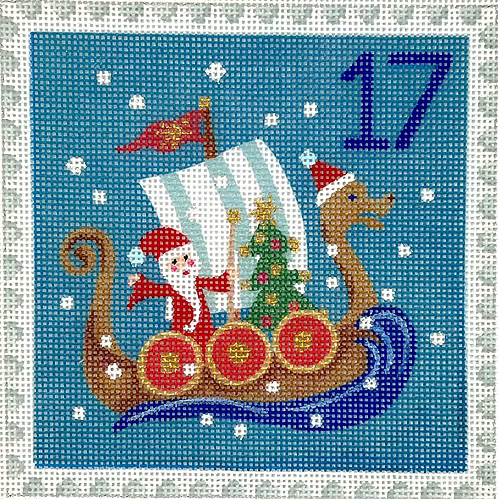 Klara Hawkins – Advent Stamp #17 – Santa in Dragon Boat KH-PL-17