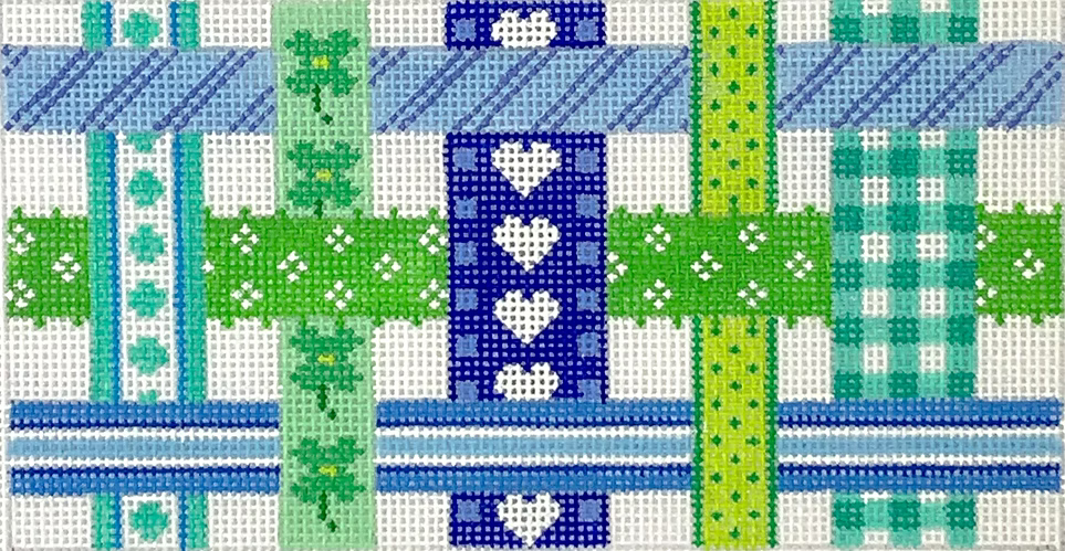 Planet Earth Clutch Insert – Woven Ribbons – blues & greens
