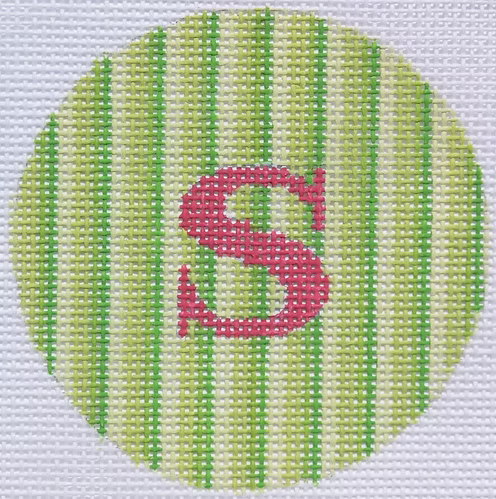 Bright Disk Letter – Green Stripes, Watermelon Letter ALB-06