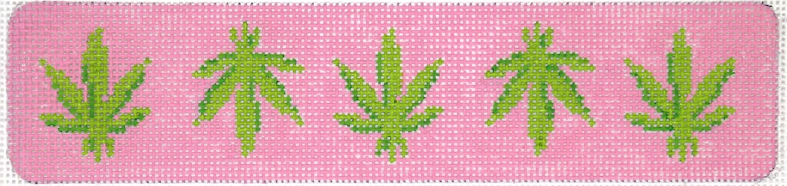 Cuff – Weed Leaves – bright pink with green leaves