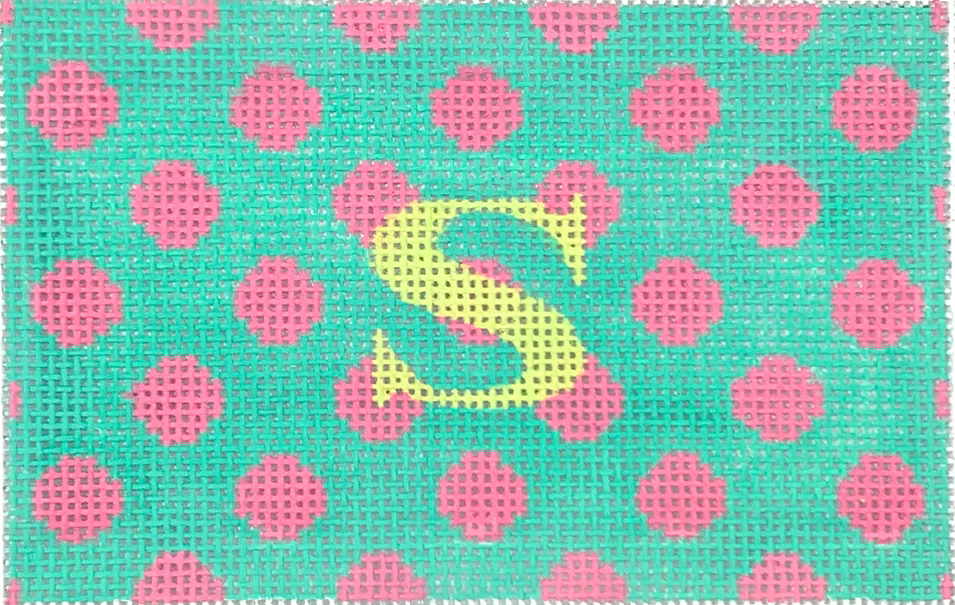 Planet Earth Passport Cover Insert – Polka Dots – bright pink on turquoise w/ light lime letter (specify letter or blank)