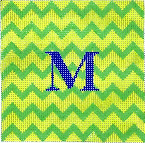 Planet Earth 4” Square Insert – Zigzag – grass green on lime w/ raspberry letter