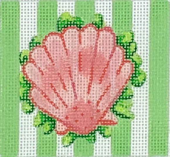 Planet Earth 3” Square Insert – Scallop Shell on Green Cabana Stripes