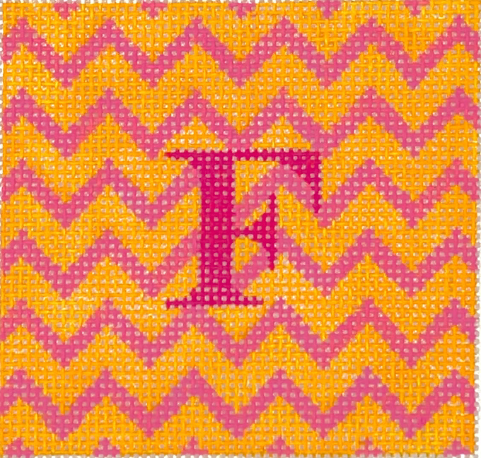 Planet Earth 3” Square Insert – Zigzag – tangerine & pink w/ magenta letter