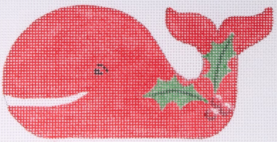 Red Christmas Whale w/ Holly