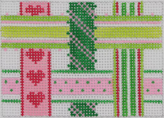 Planet Earth Credit Card Case Insert – Woven Ribbons – pinks & greens