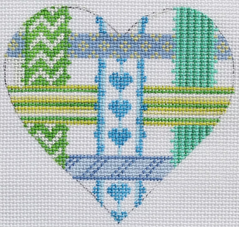 Mini Heart – Woven Ribbons – soft turquoise & greens