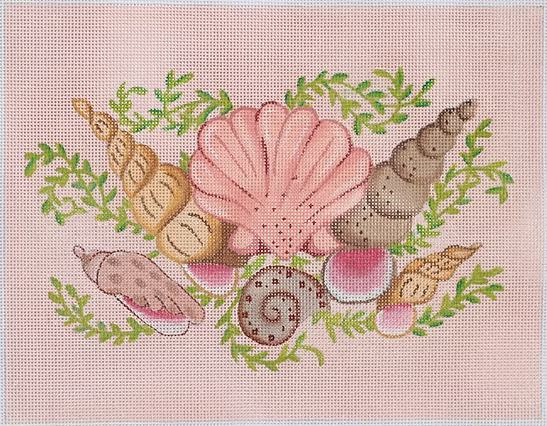 Mixed Shells Rectangle – pink sand bkgd. PL-57