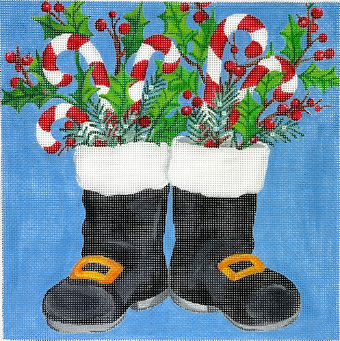 Sally Eckman Roberts – Santa’s Boots w/ Candy Canes & Greenery SER-PL-13