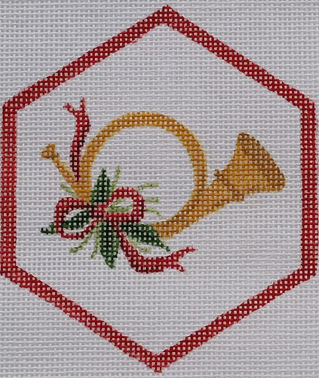 Christmas Ornament – Hunting Horn w/ Greenery & Ribbon