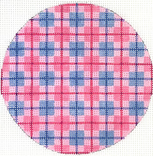 Planet Earth & Lee 4” Round – Madras Plaid – pinks & periwinkles