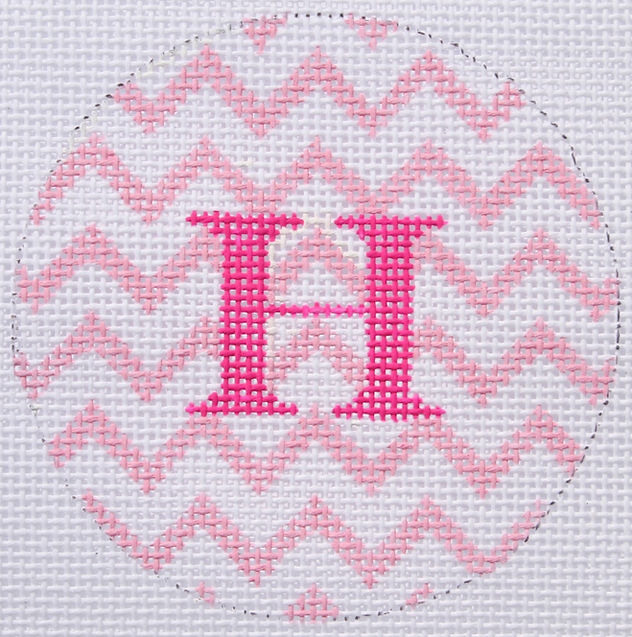 Bright Disk Letter – Pink & White Zigzag w/ Lime Letter