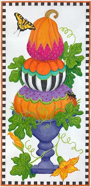 Funky Punkins Topiary Tall Rectangle – orange, green, purple, gold, black, raspberry PL-436