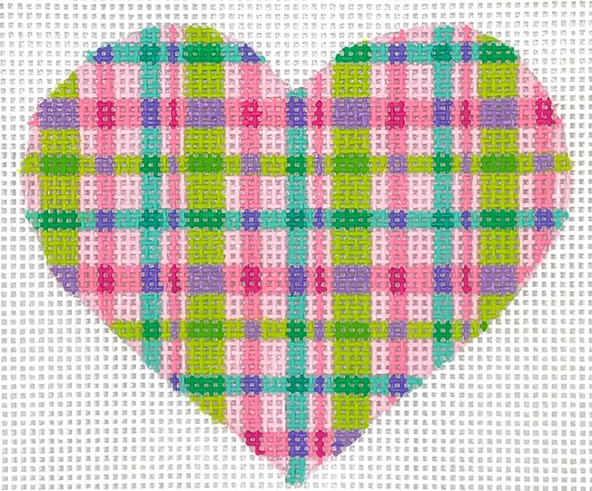 Mini Heart – Madras Plaid – pinks, limes, turquoise & lavenders