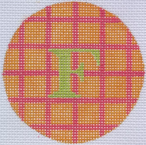 Bright Disk Letter – Tangerine & Watermelon Grid, Lime Letter